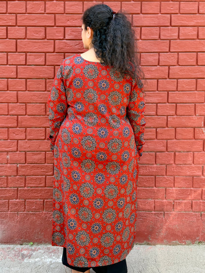 Surkh Red Cotton Kurta