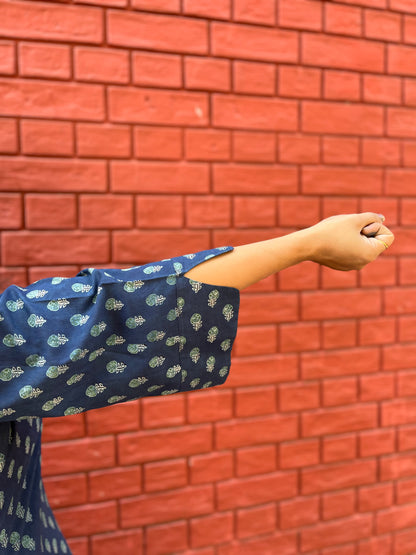 Indigo Blue Handblock Printed Cotton Kurta