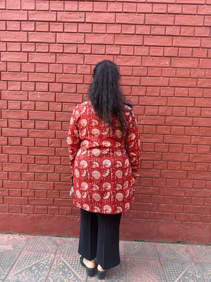 Red buti short kurta