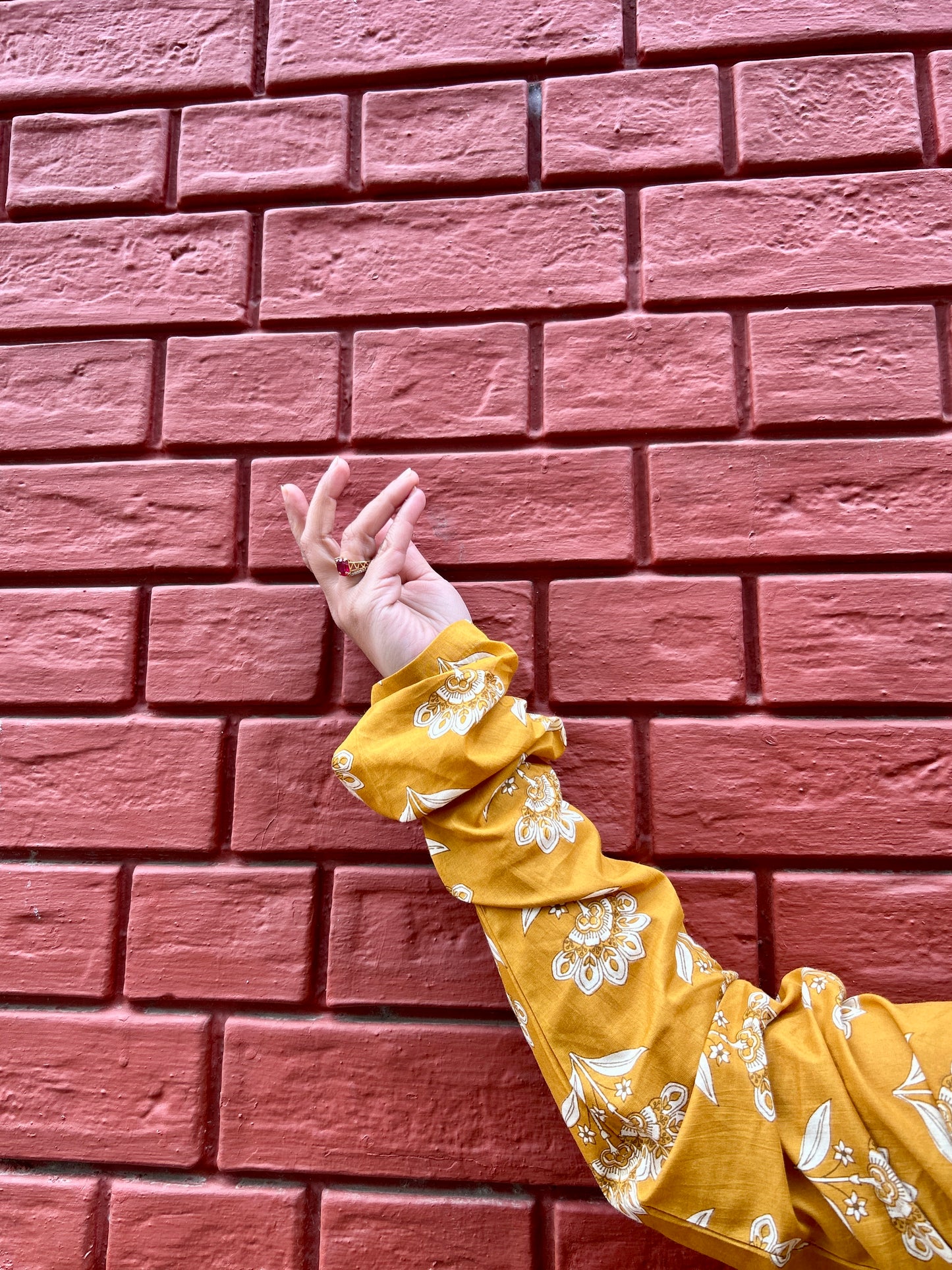 Mustard Phool Ajrakh Kurta