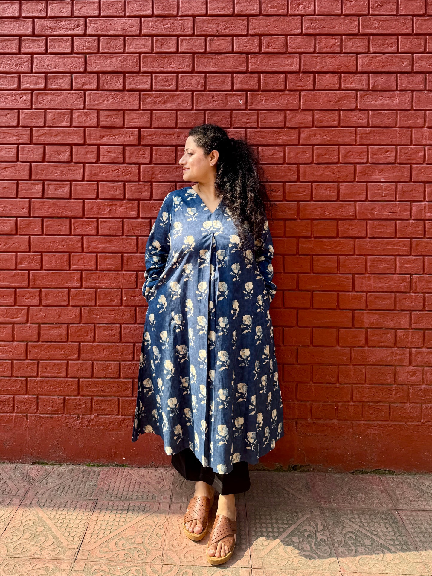 Indigo Phool A line kurta