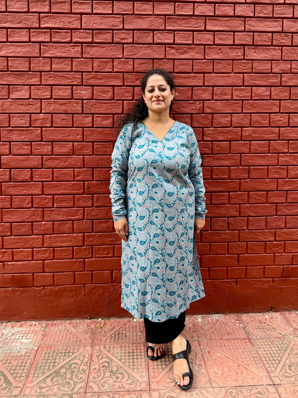 Blue leave kurta