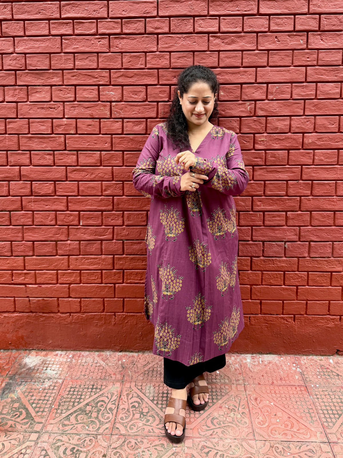 Mulberry Bloom Cotton Kurti