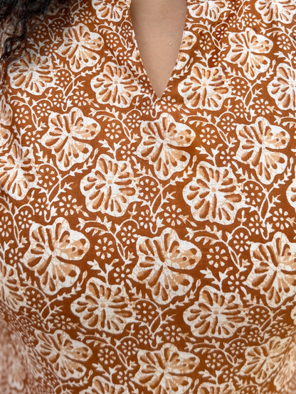 Rustic bloom hand-block kurta