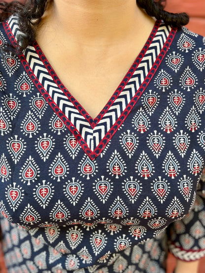 Black Ambi Handblock Kurti