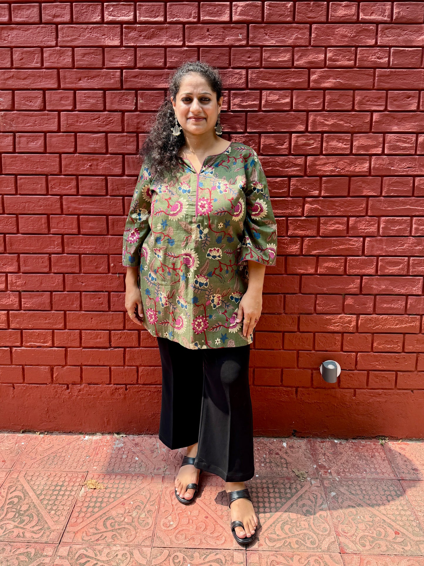 Green Floral Kurta
