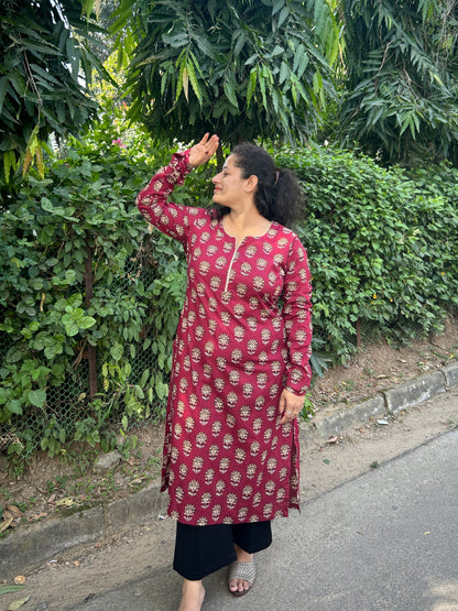 Gulabi Block Print Straight Kurta