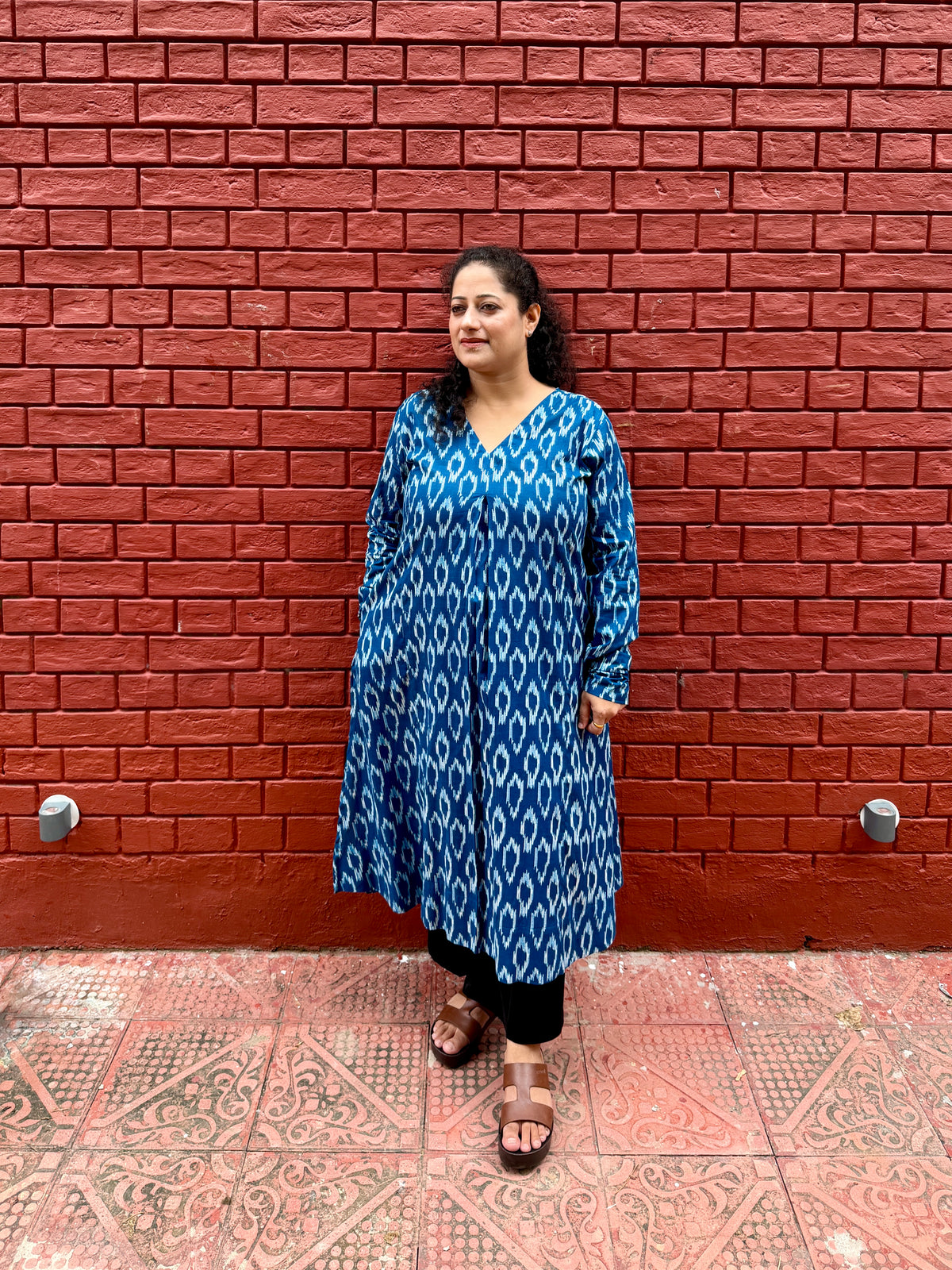 Indigo Ikat A-line Kurti