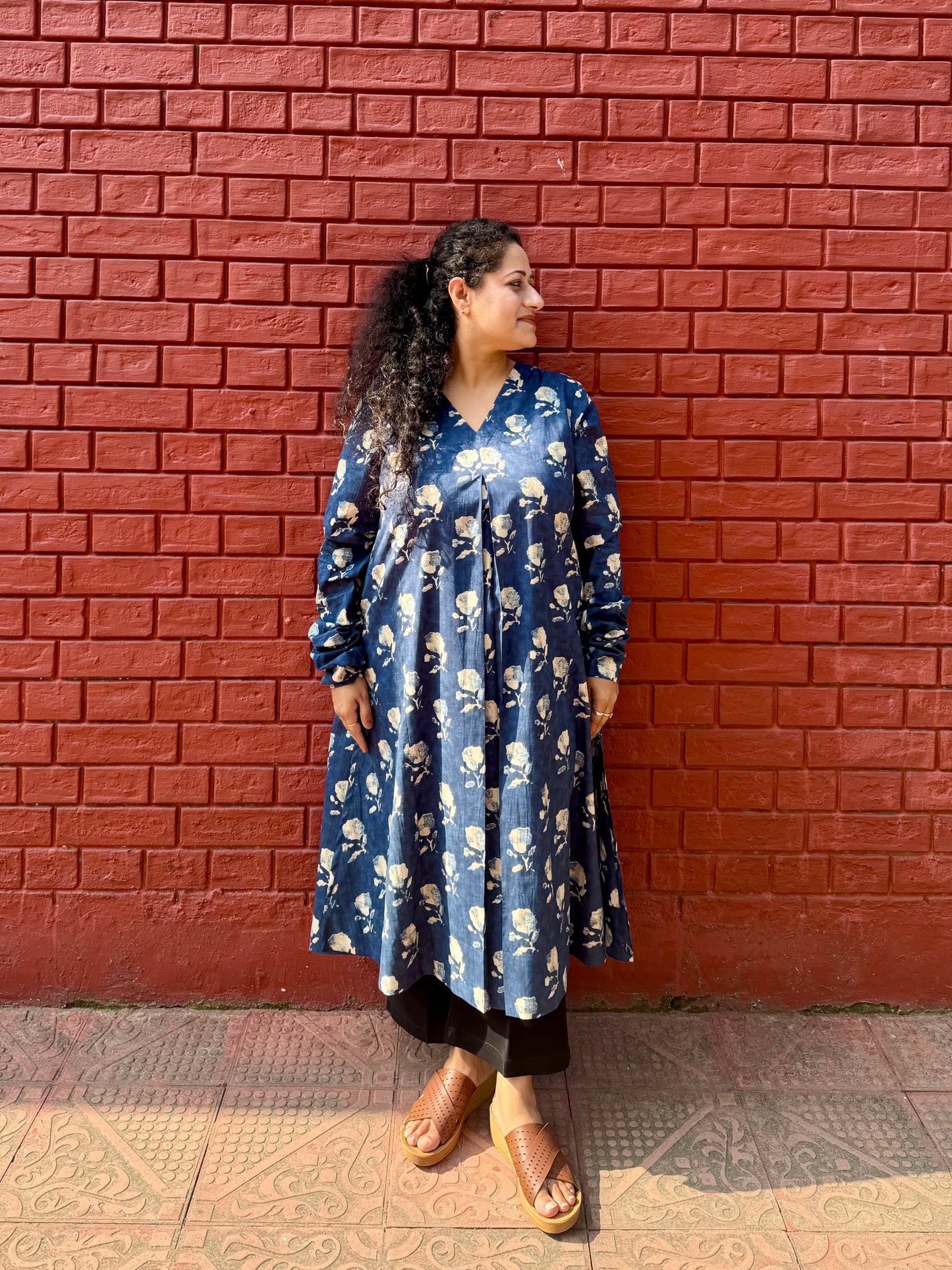 Indigo Phool A line kurta
