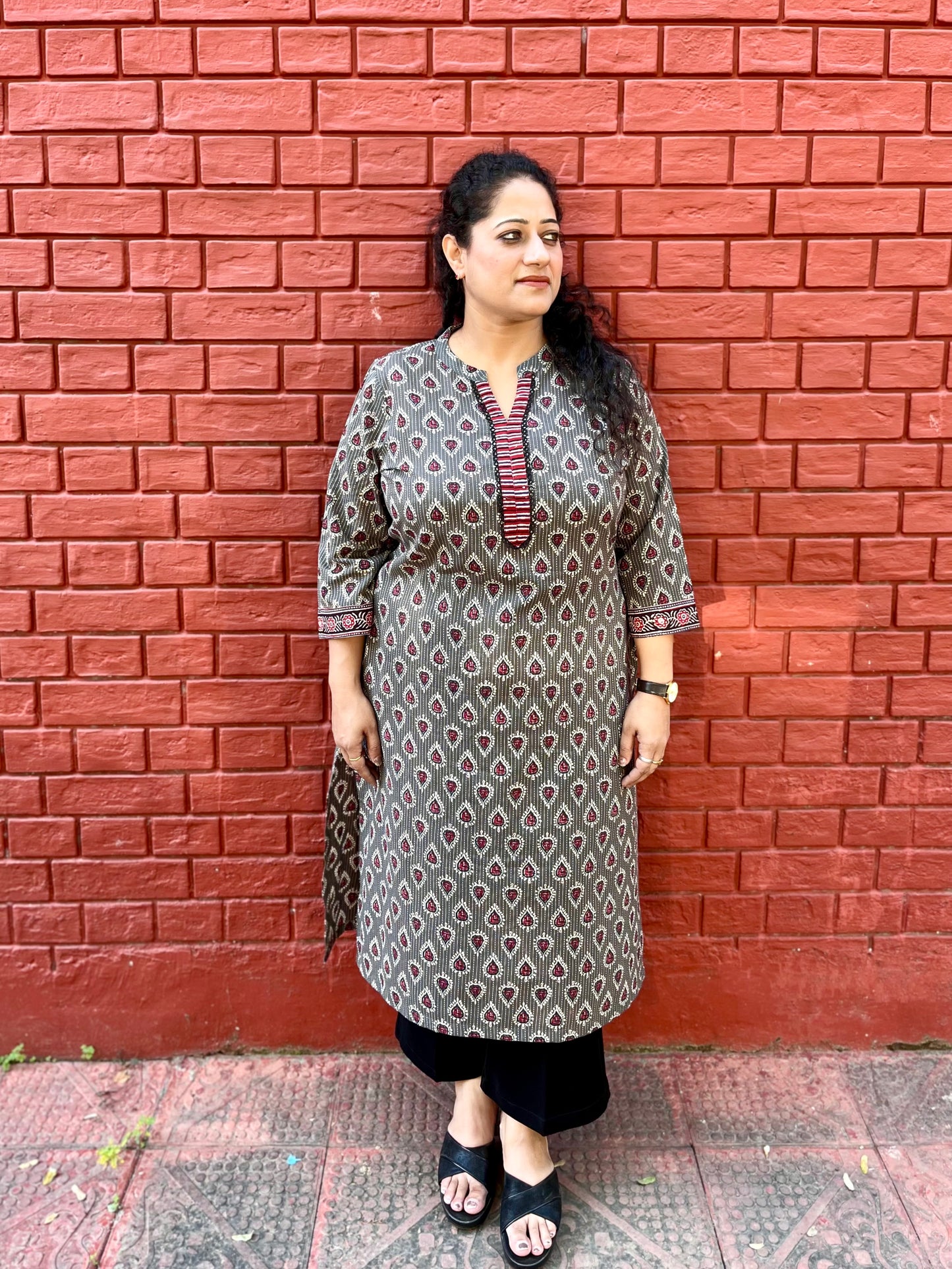 Grey Printed Kurta