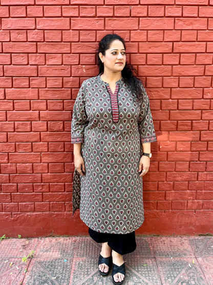 Grey Printed Kurta