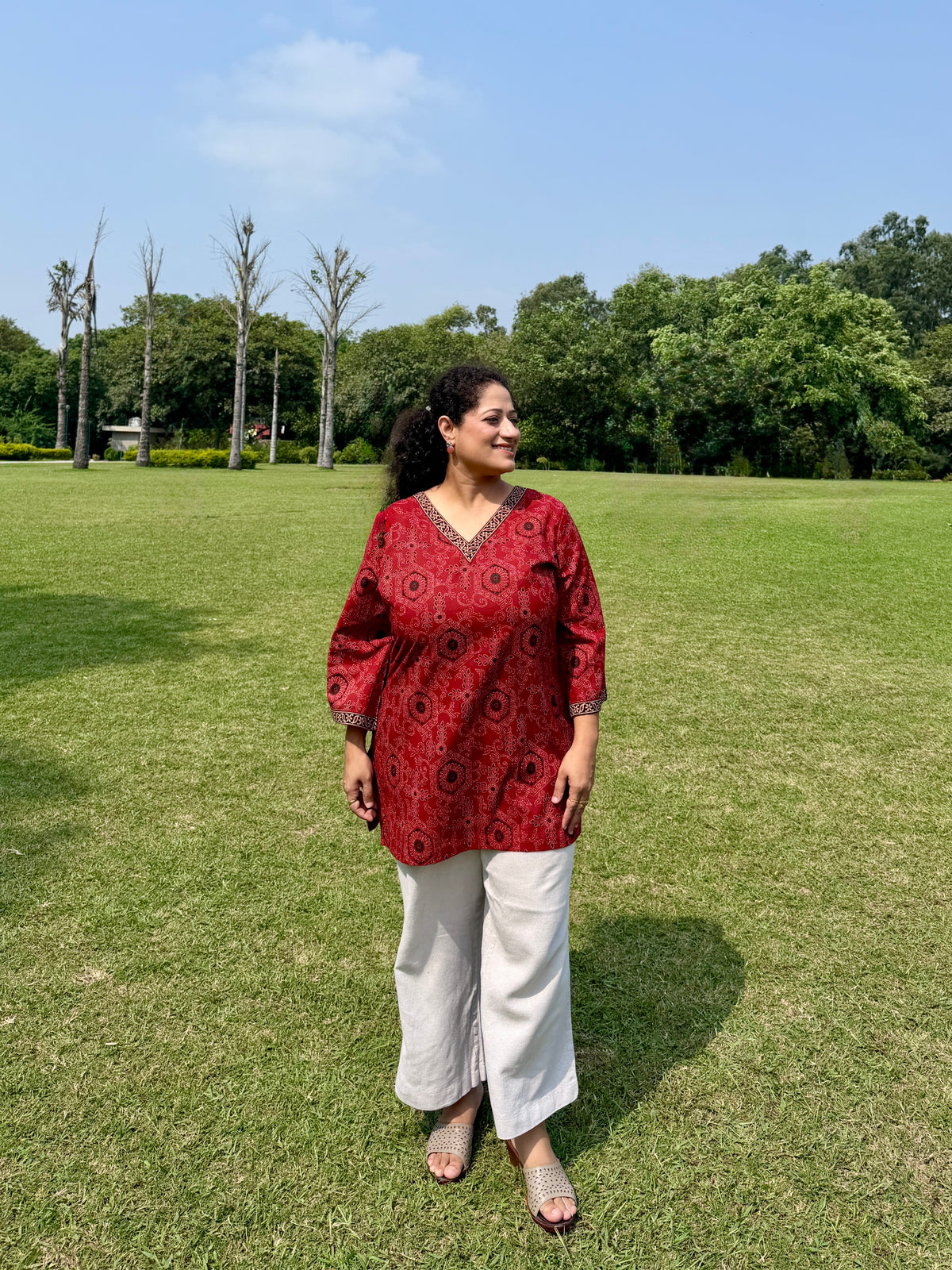 Red Printed Kurta