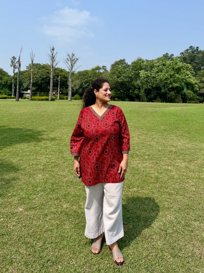 Red Printed Kurta