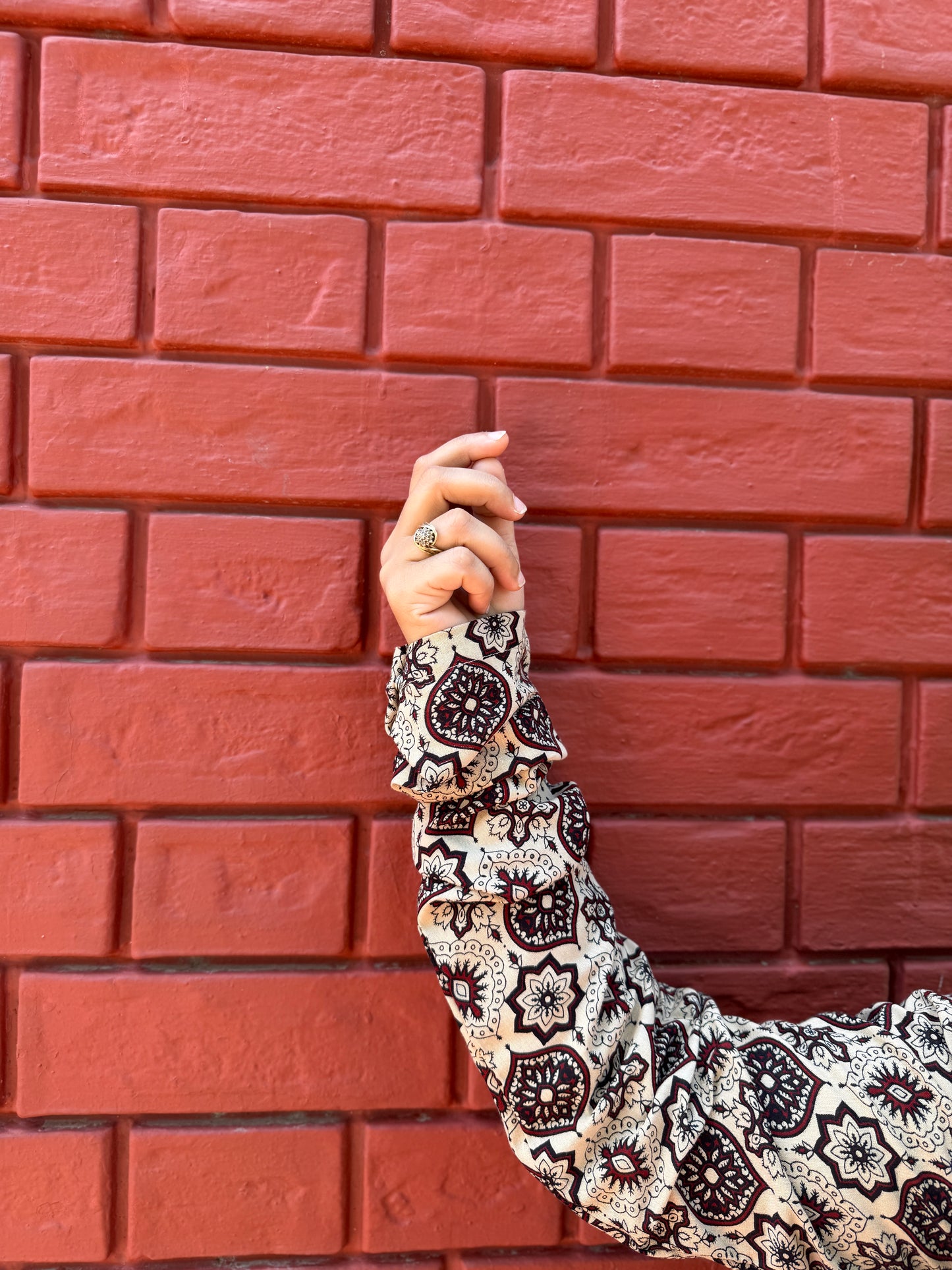 Beige geometric kurta