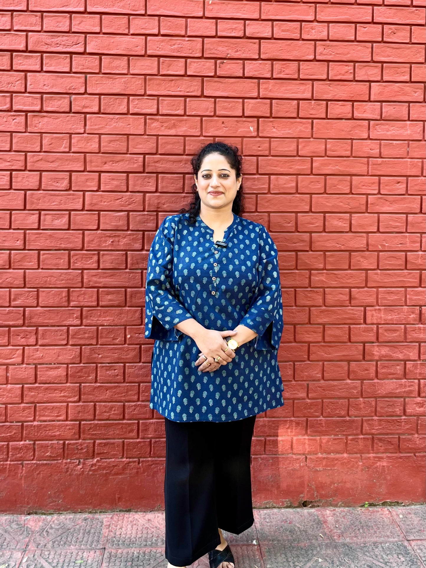 Indigo Blue Handblock Printed Cotton Kurta