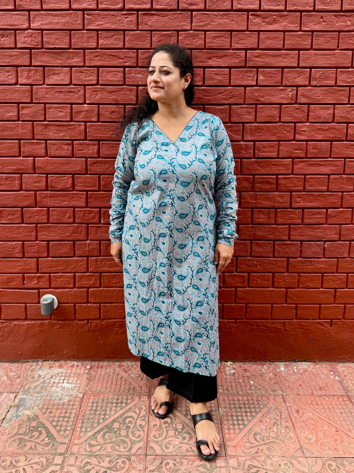 Blue leave kurta