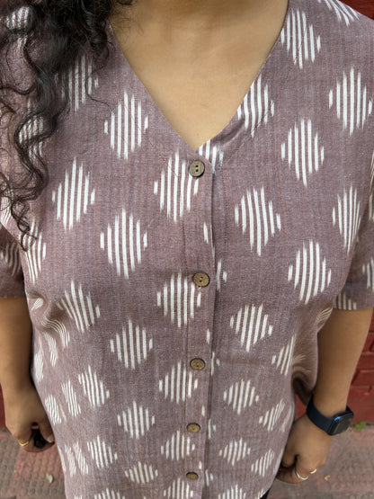 Wine colour Ikkat Shirt