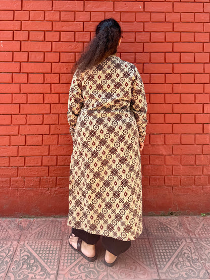 Beige geometric kurta