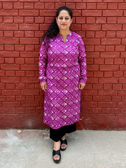 Purple Printed Kurta
