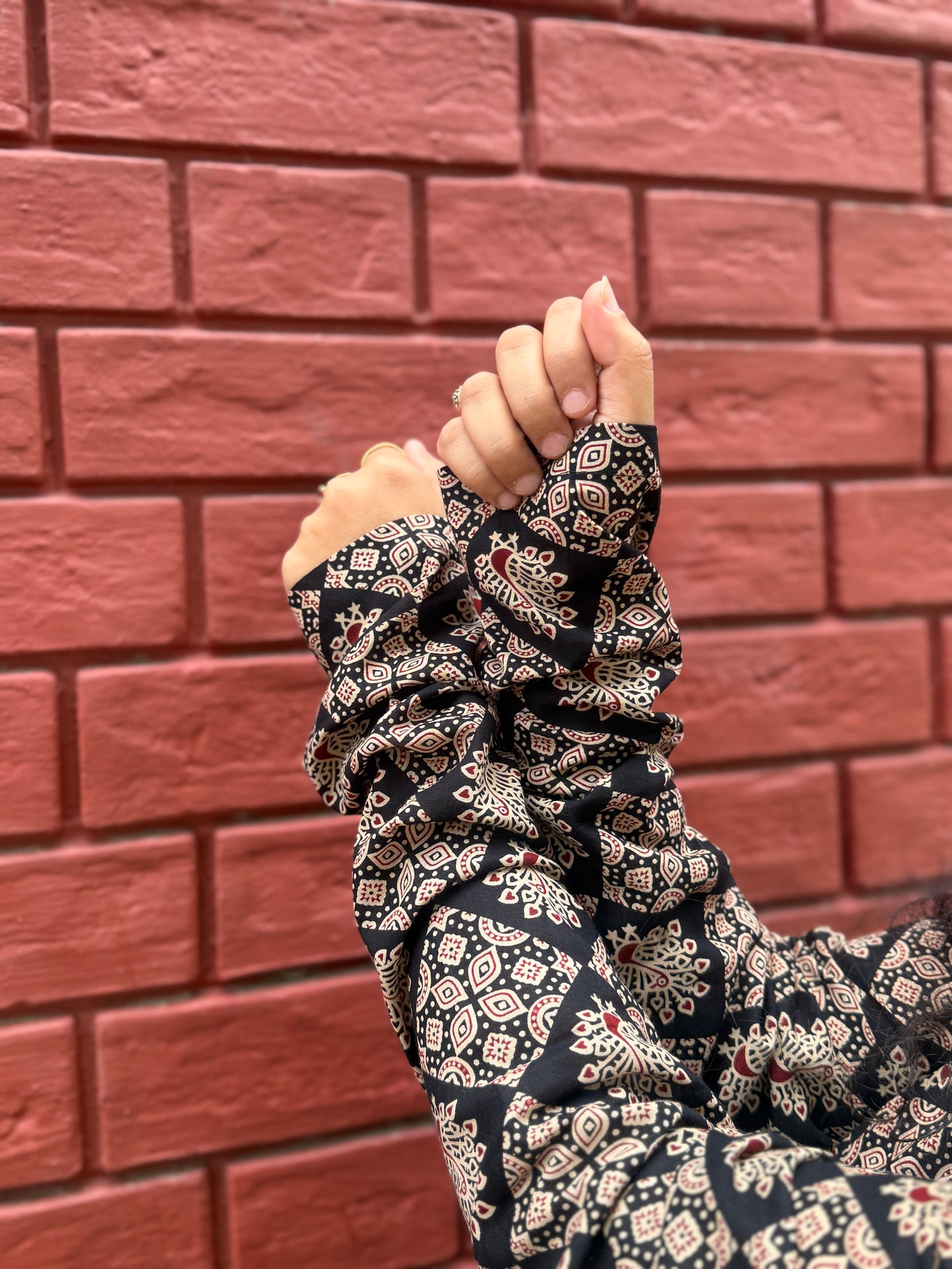 Black Geometric kurta