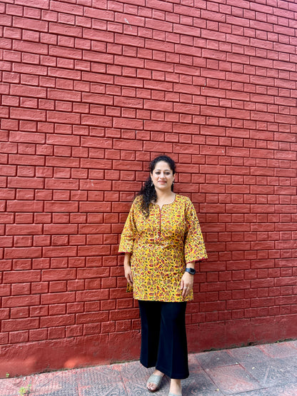 Sunshine Bloom Handblock Kurti