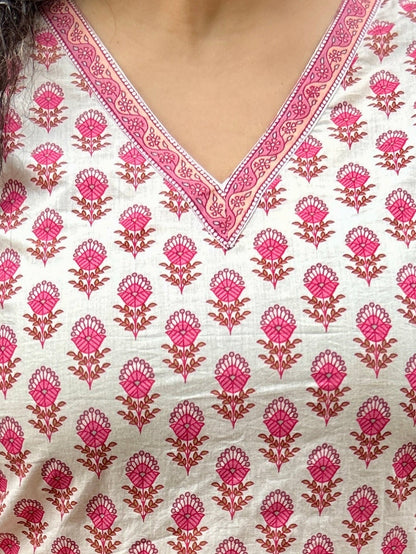 Gulabi Booti Cotton Kurta