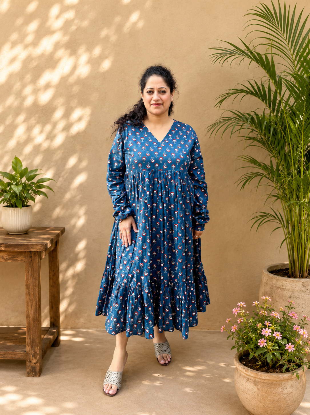 Indigo Bloom Chudi Sleeve Dress
