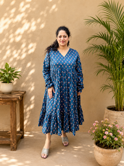 Indigo Bloom Chudi Sleeve Dress