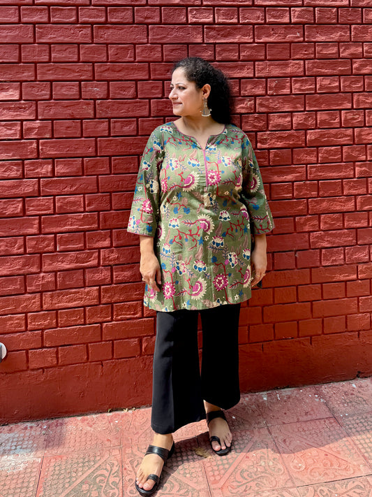 Green Floral Kurta