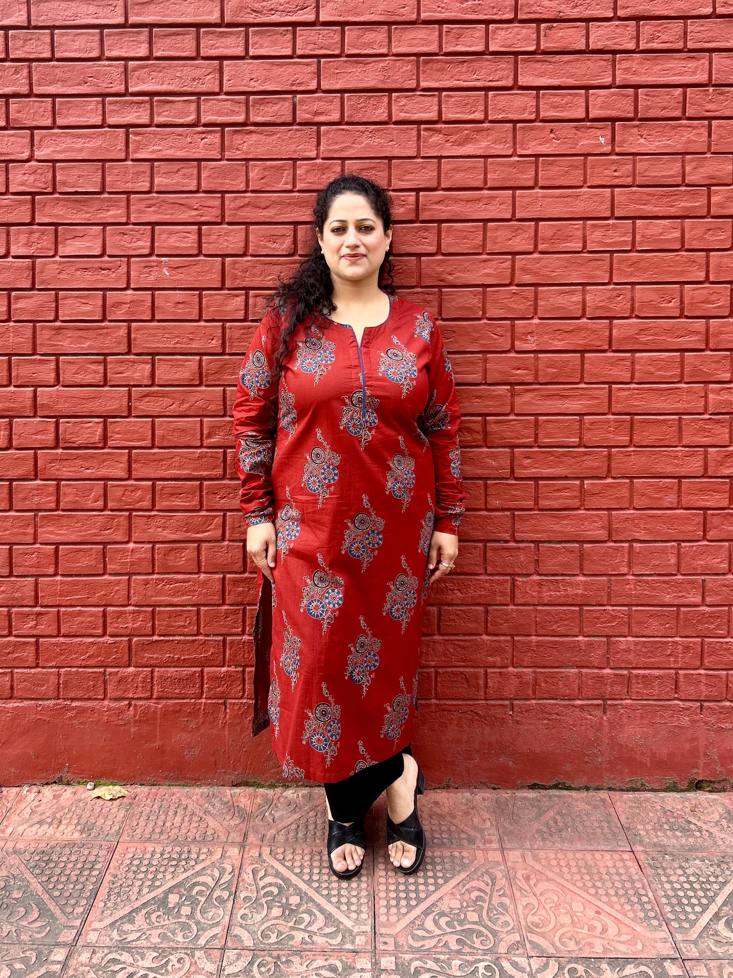 Red Floral Kurta