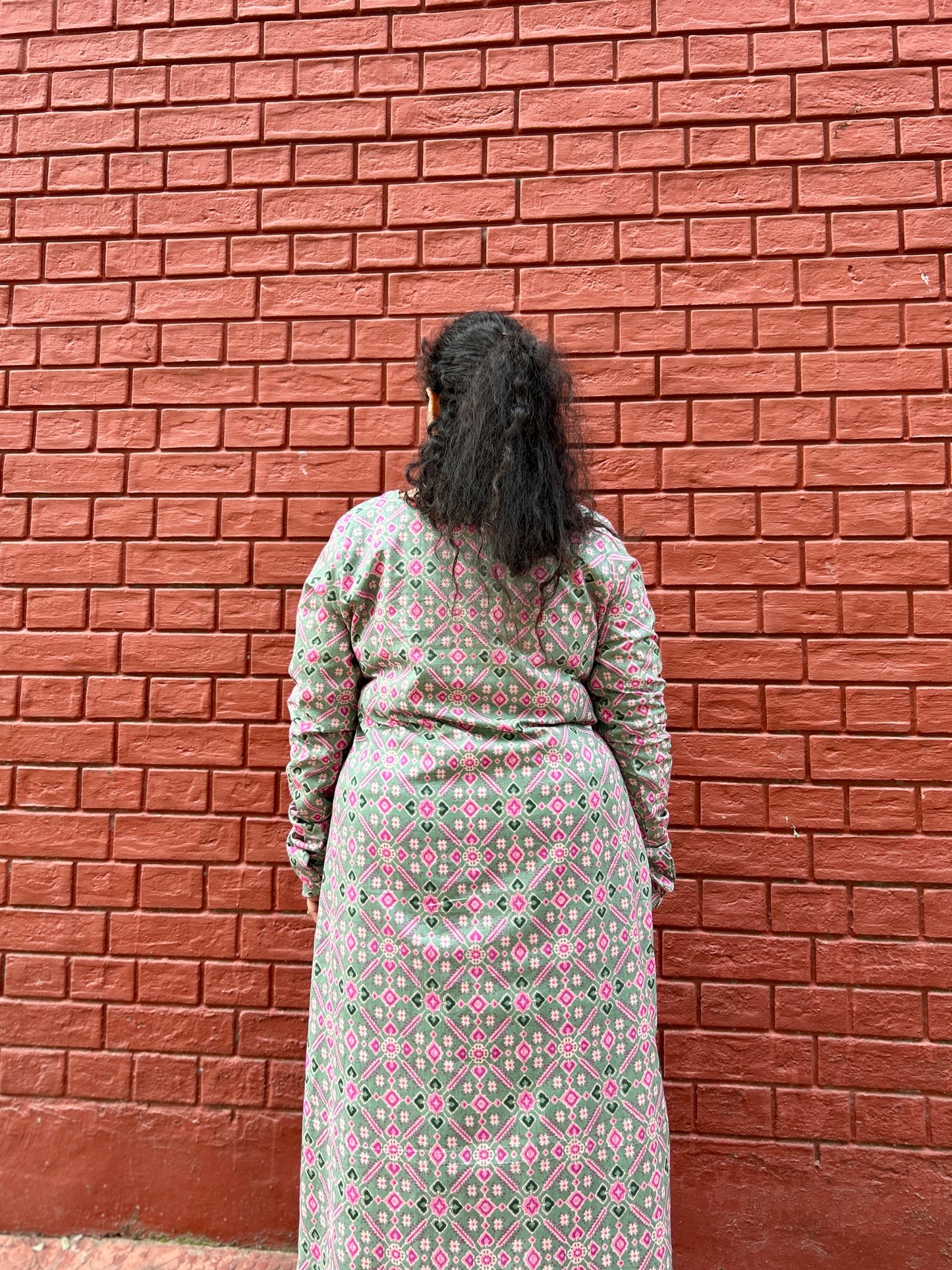 Soft green lotus Ajrakh kurta