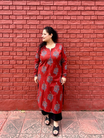 Red Floral Kurta