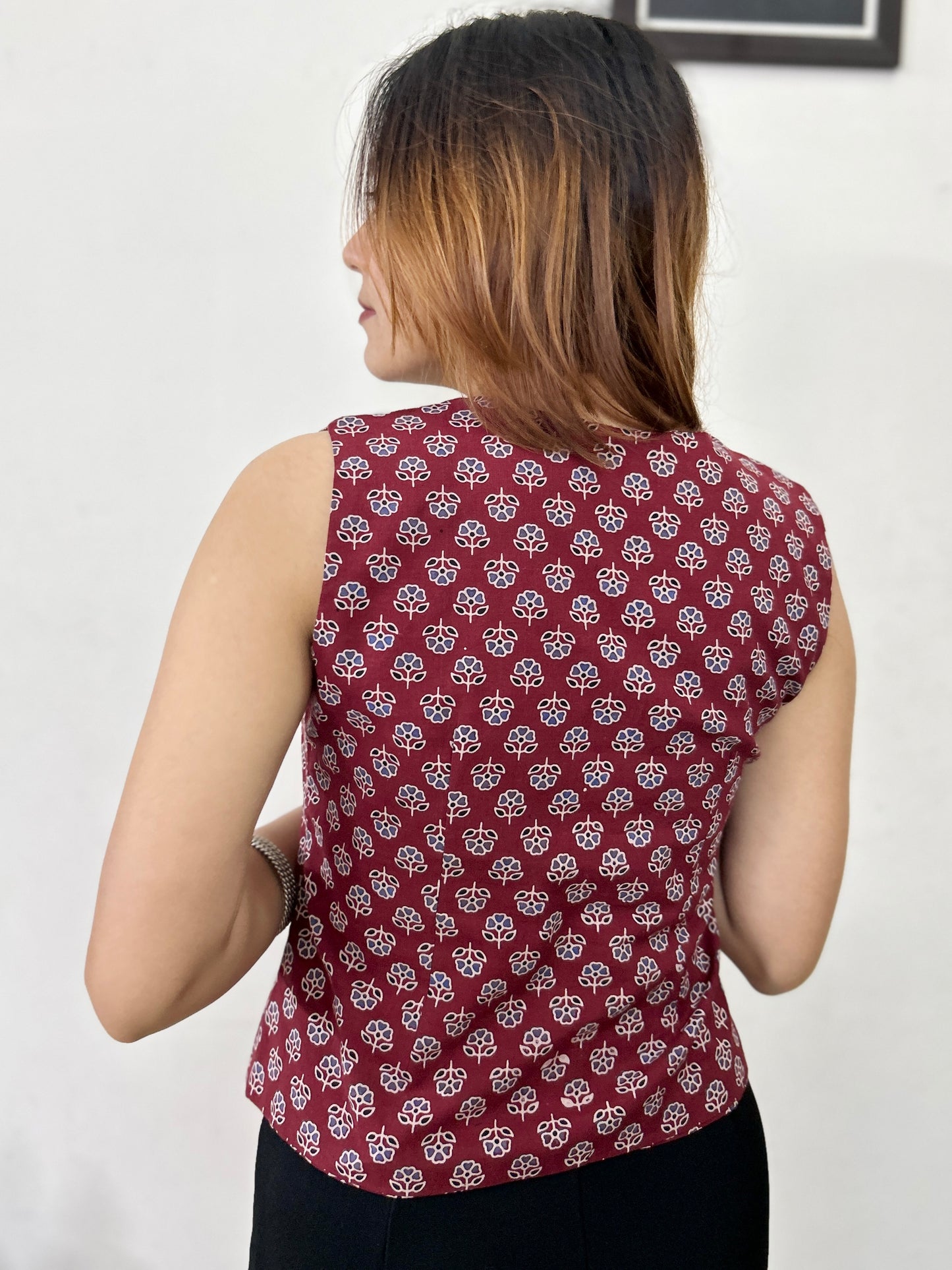 Maroon Floral Print Top