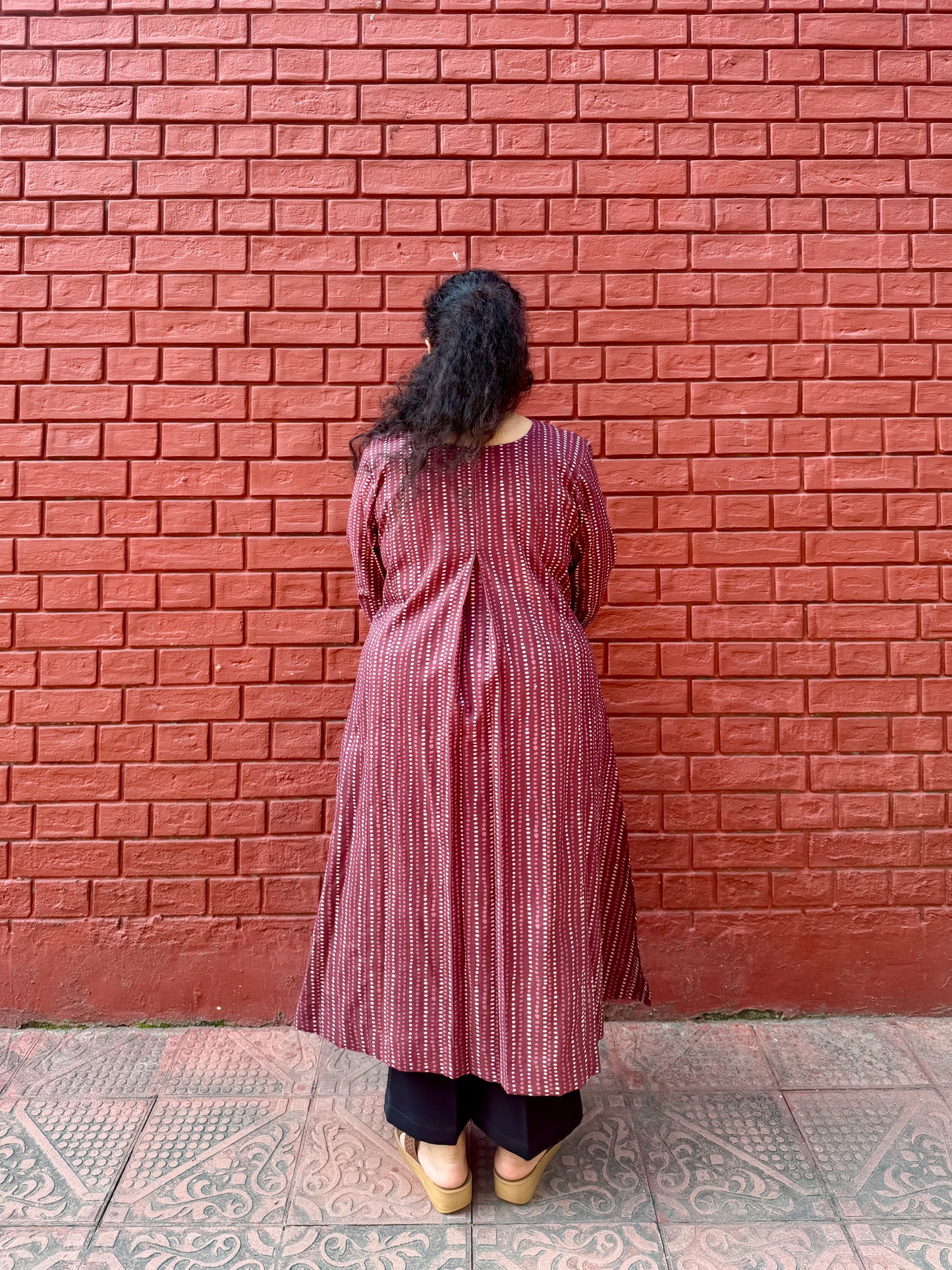 Wine buti A line kurta