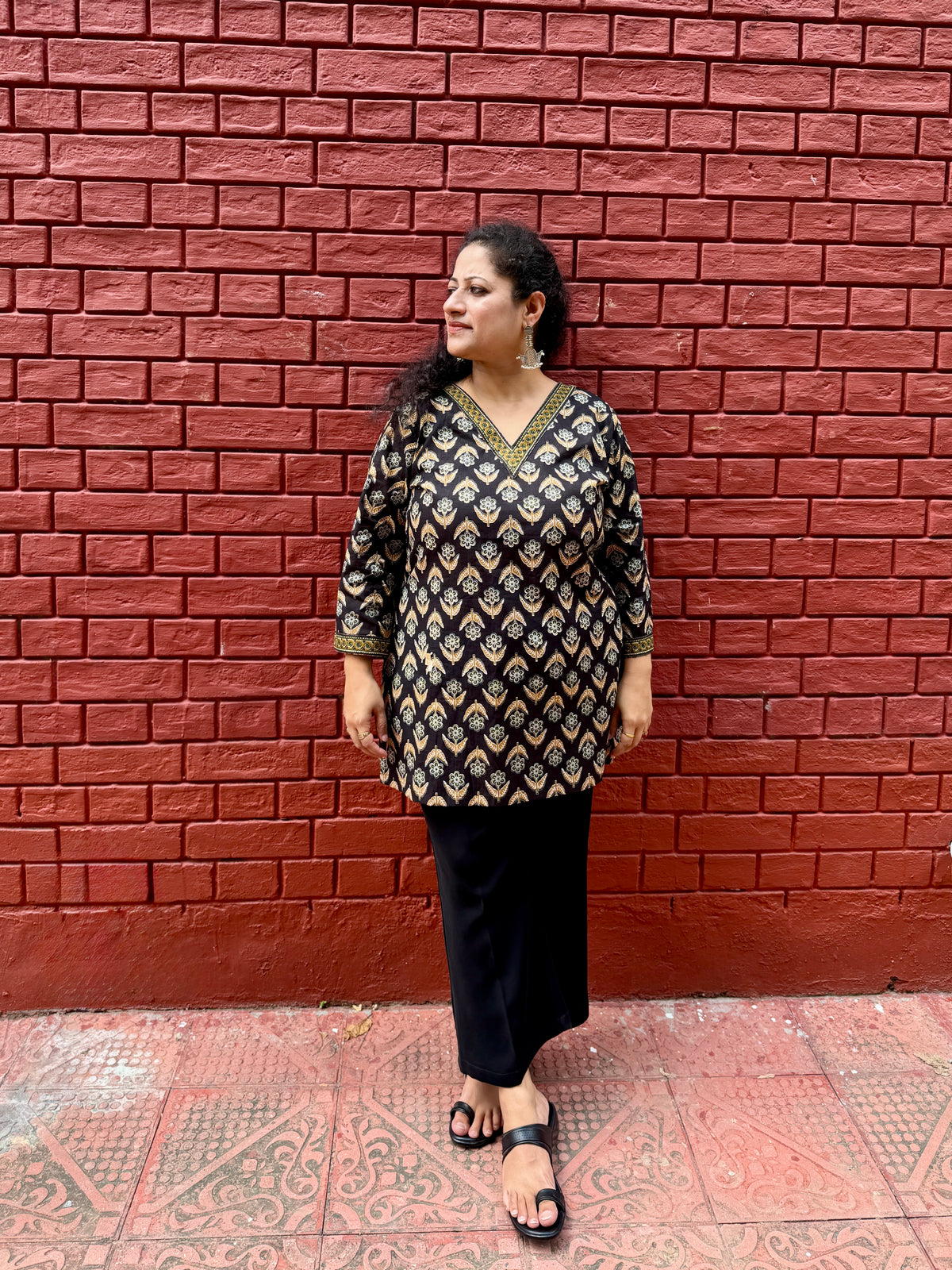 Noor Black Printed Kurta