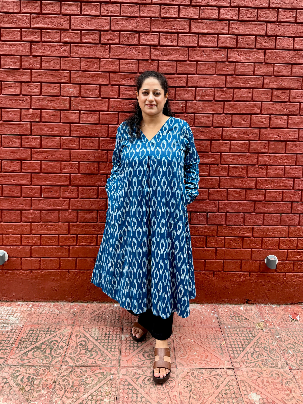 Indigo Ikat A-line Kurti