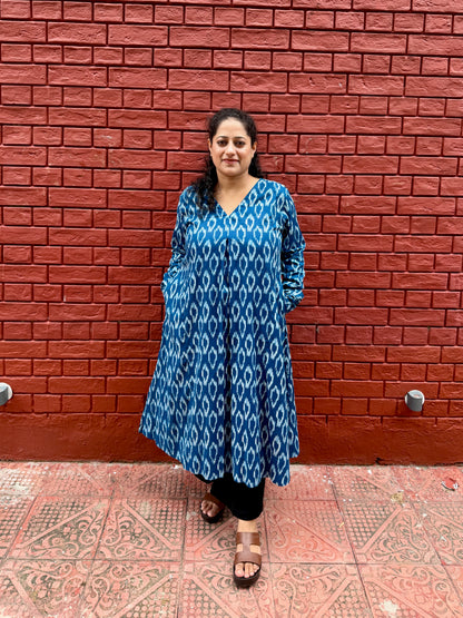 Indigo Ikat A-line Kurti