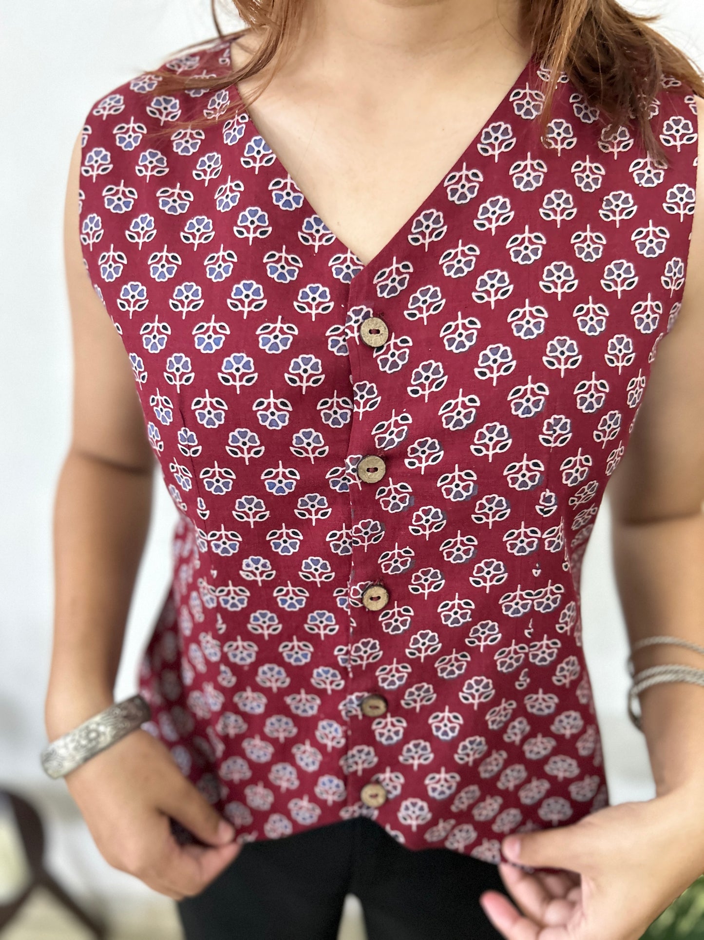 Maroon Floral Print Top