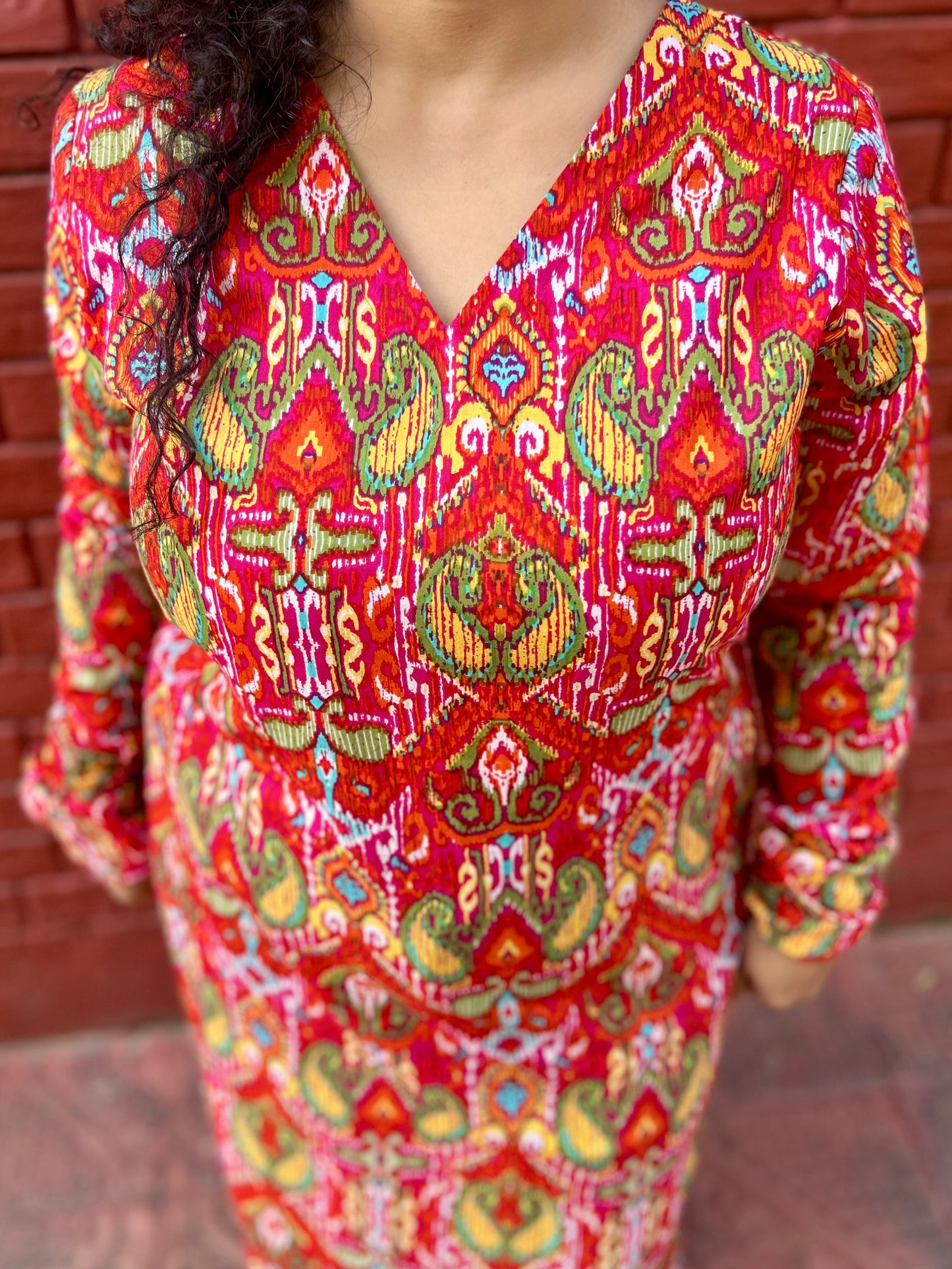 Red Bloom Straight Kurta