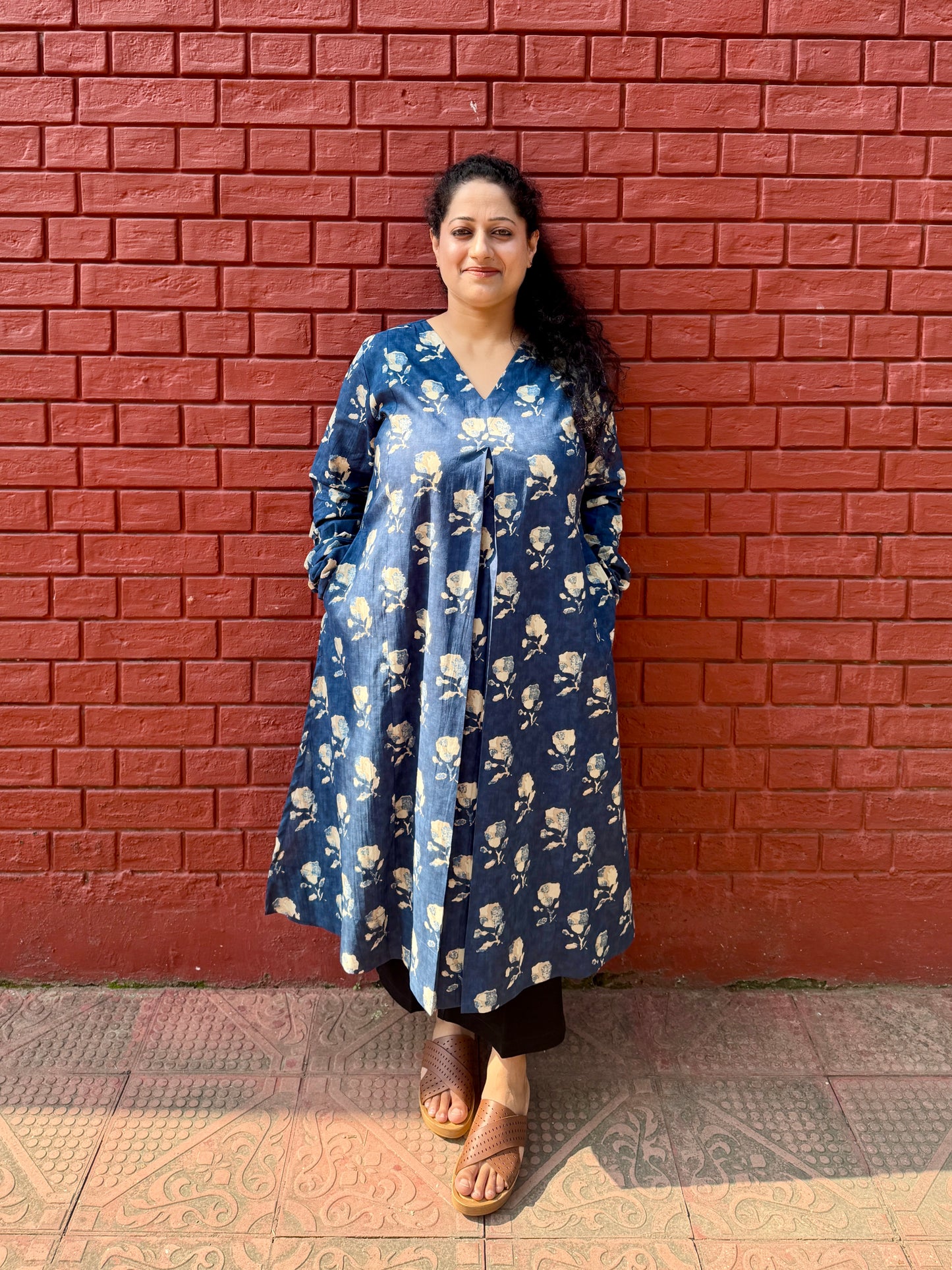 Indigo Phool A line kurta