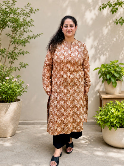 Rustic bloom hand-block kurta