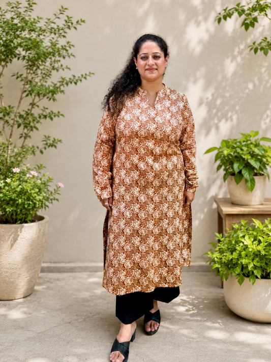 Rustic bloom hand-block kurta