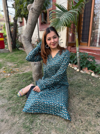 Peacock Geometric print kurta