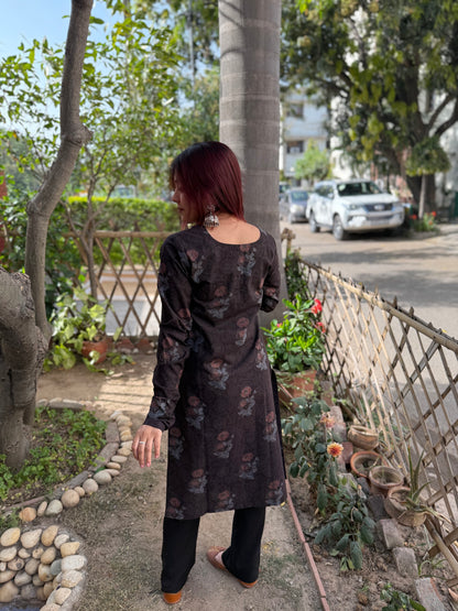 Brown floral kurta