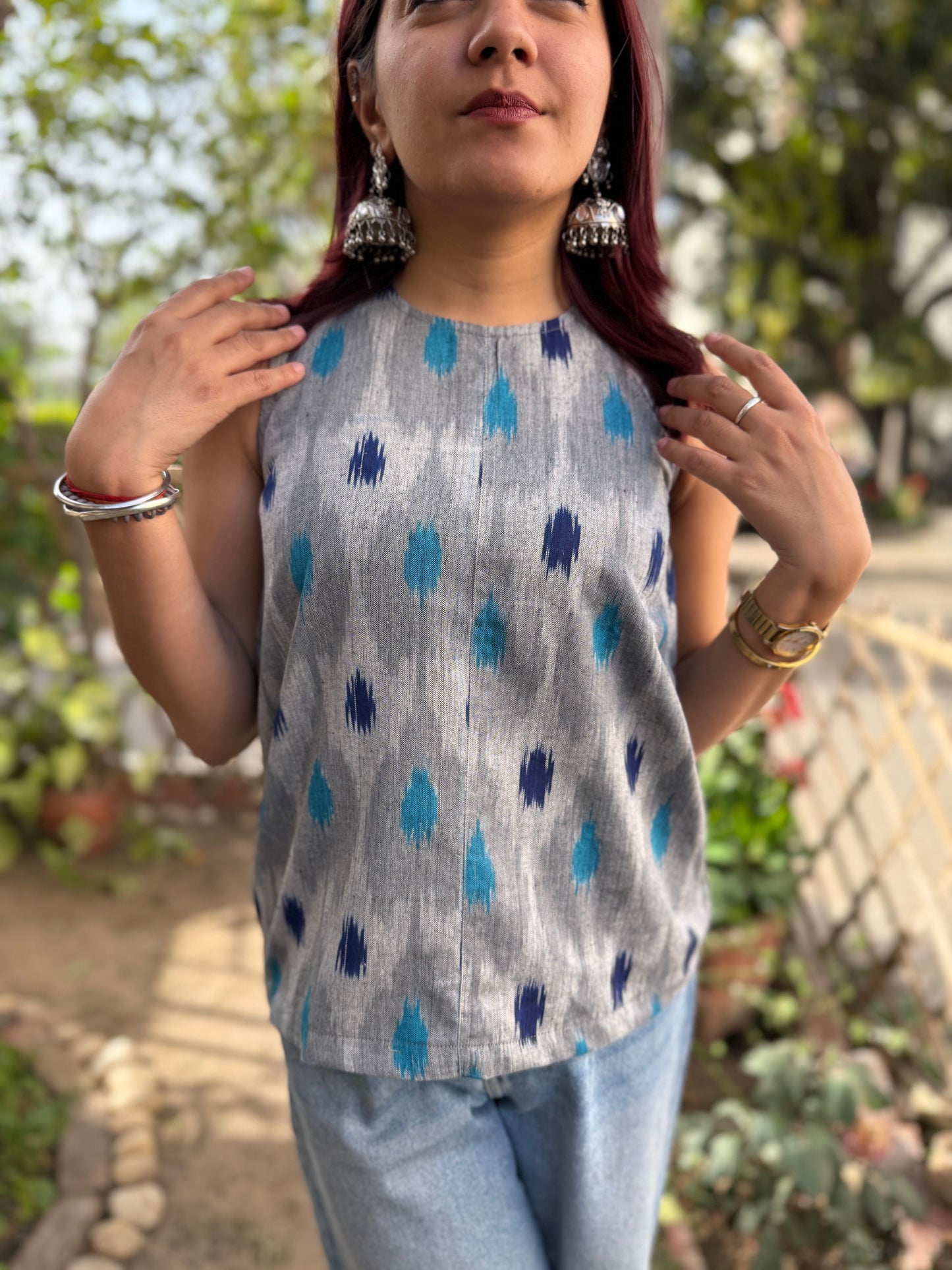 Grey ikkat top