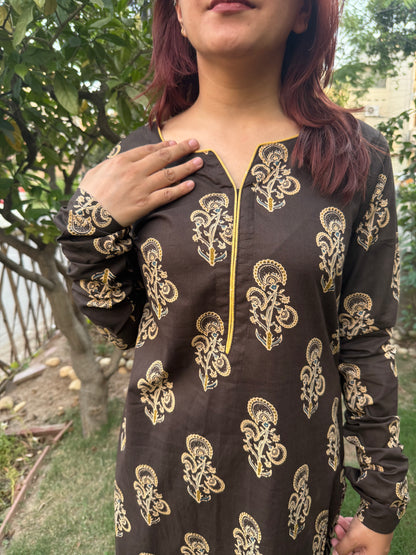 Brown butta kurta