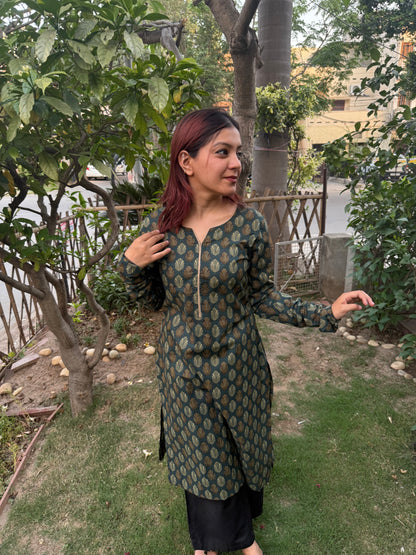 Bottle green ambi kurta