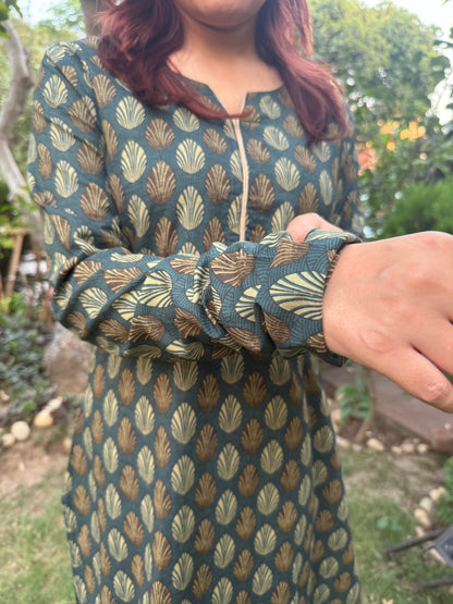 Bottle green ambi kurta