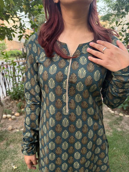 Bottle green ambi kurta