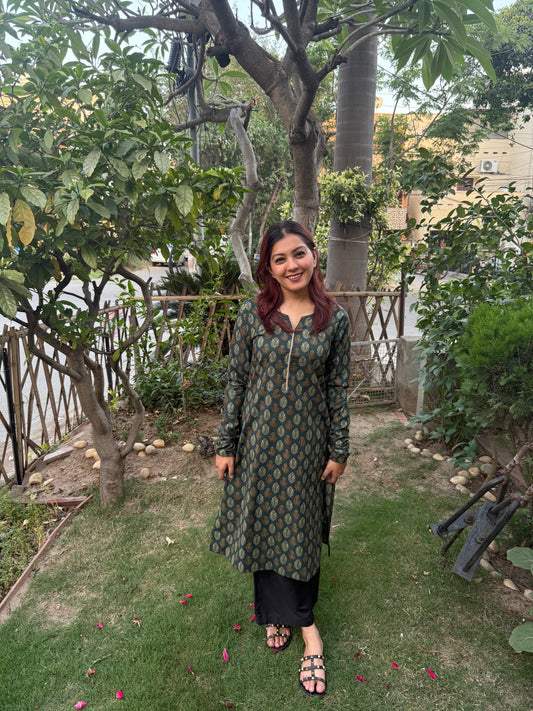 Bottle green ambi kurta